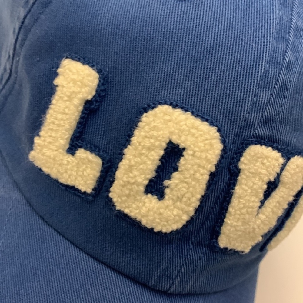 Tory Burch Sport LOVE Cap Baller Hat in Blue with white chenille letters - Picture 8 of 15